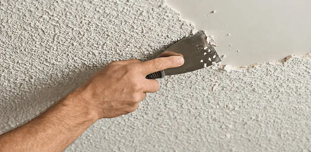Popcorn ceiling removal scraping off textured ceiling finish in Miami, FL