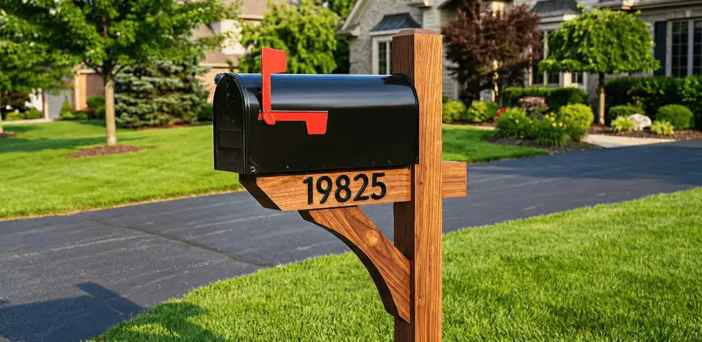 New mailbox installation with post and address number for a home in Miami, FL