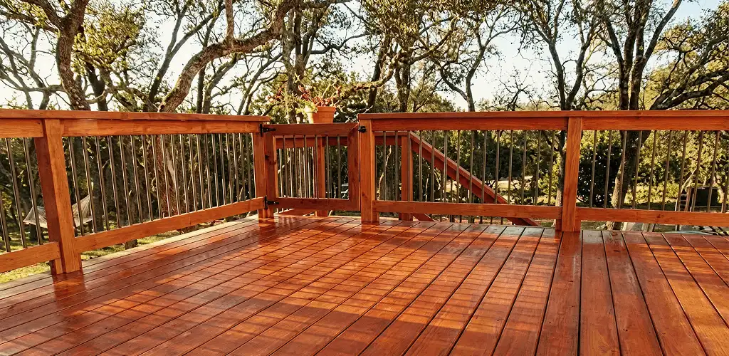 Deck sealing results with a freshly sealed wood deck in Miami, FL